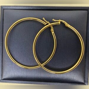 ❌SOLD❌ 18K Genuine Yellow Gold Big Hoop Earrings ~44mm